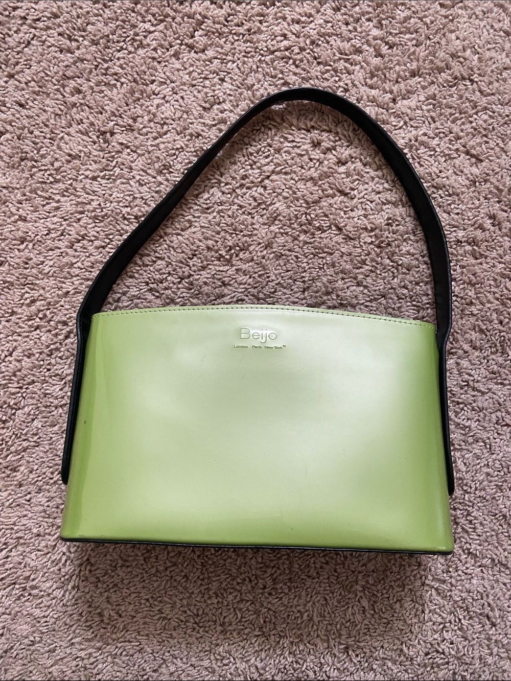 Beijo Green Shoulder Bag with Black Strap